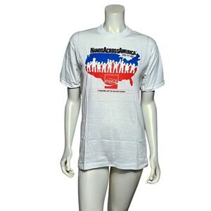 Vintage 1986 Hands Across America Coca-Cola Signal T-Shirt USA Unity Event L